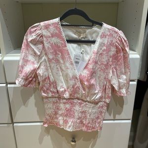 WAYF Balloon Sleeve Smocked Top